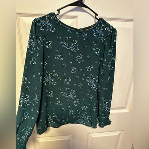 Long sleeve dress shirt. Blue-green floral